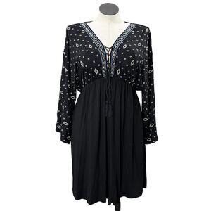 Miss Me Size M Embroidered Dress Lace Up Kimono Sleeve Boho Cowgirl Southwest